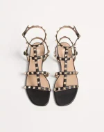 Valentino Rockstud Flat Calfskin Sandal With Straps - Image 5